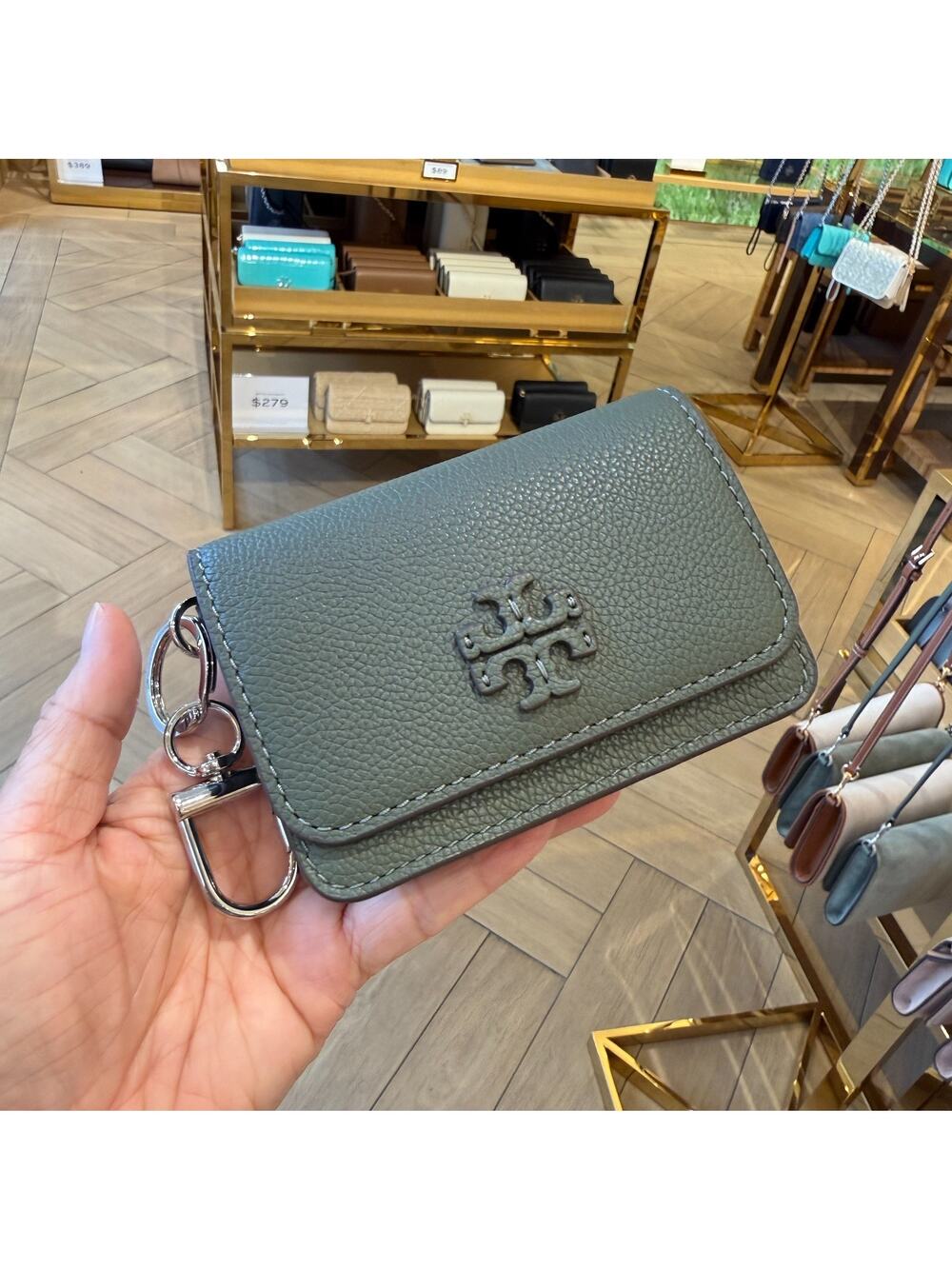 Tory Burch Thea Flap Card Case 169969 Soft Foliage $150